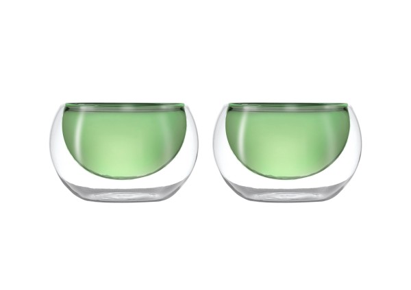 2er Set Glasschalen doppelw. grün, 180ml