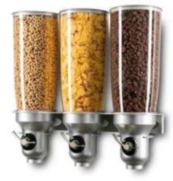 Cerealienspender Free Flow 3x5lt Wandmontage 46.5x15.5x50cm