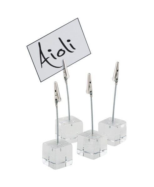 4er Set Kartenhalter 3x3cm H12cm, inkl. 20 Kärtchen