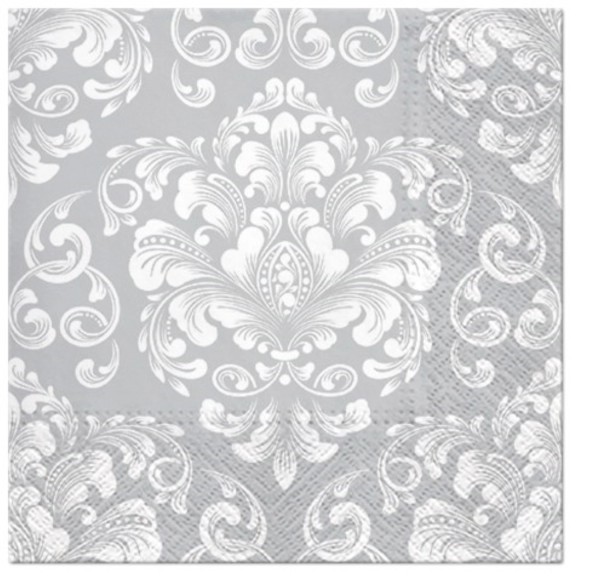 Servietten Lunch 20x Ornament silber, 33x33cm