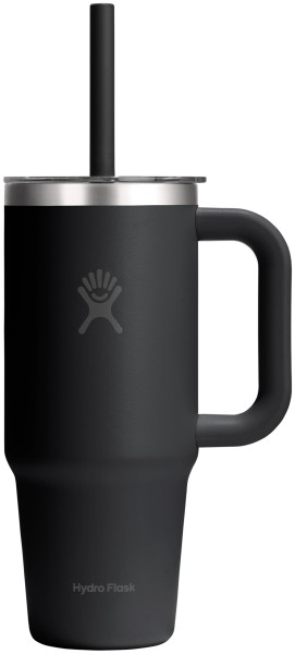 Reisebecher mit Trinkhalm 710ml schwarz