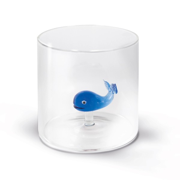 Glas aus Borosilikat 250ml Walfisch blau