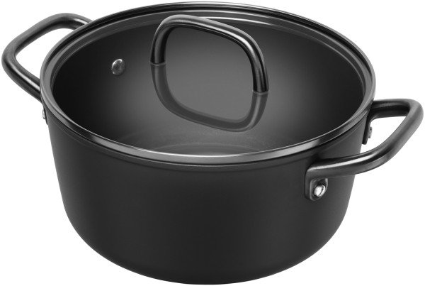 Milano Kochtopf mit Glasdeckel 24cm Schwarz