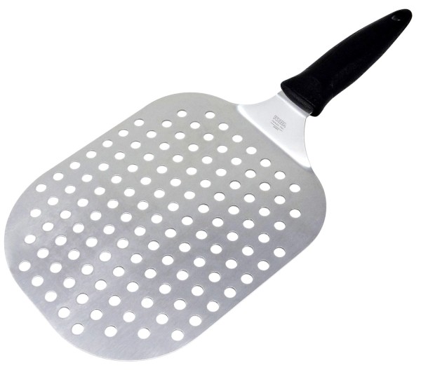 Pizzawender oval perforiert mit Handgriff 18x22cm