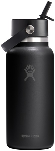 Trinkflasche Wide Flex Deckel Strohhalm 945ml schwarz