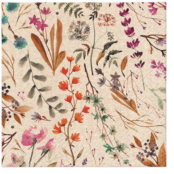 Servietten Lunch 20x We care Dried floral bouquet, 33x33cm