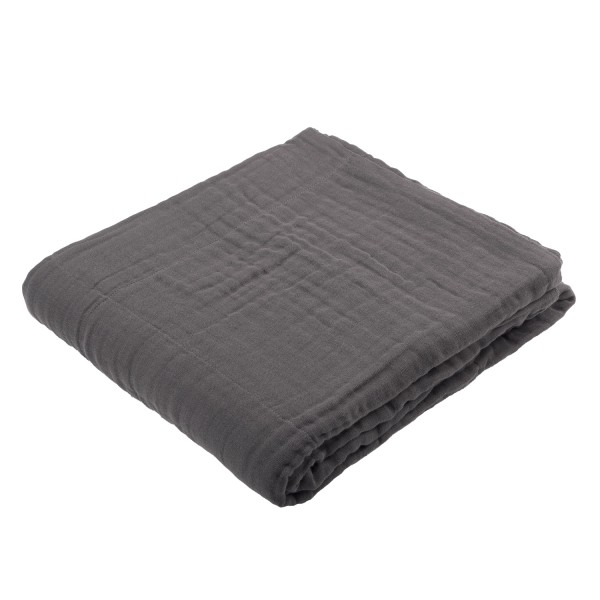 Decke 6-lagig 140x200cm dark grey Biobaumwolle