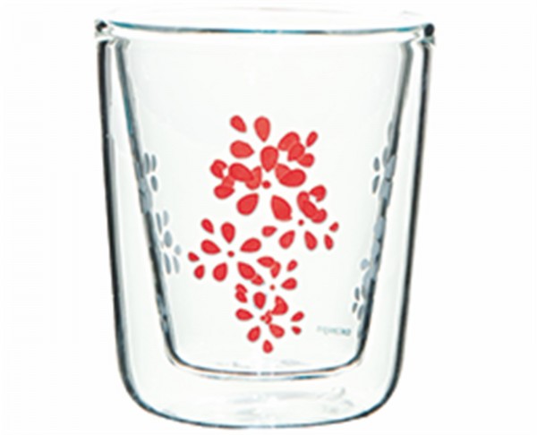 Lily Espressoglas weiss/rot, doppelwandig 7.5 cl