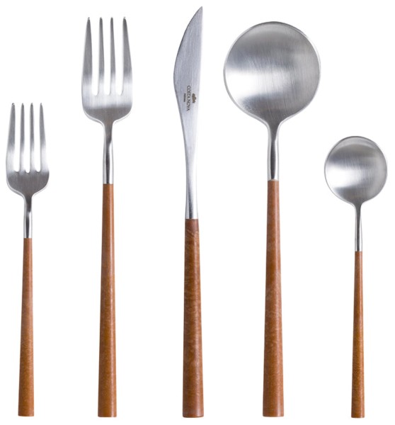 5tlg Mito Besteckset brushed Holzgriff