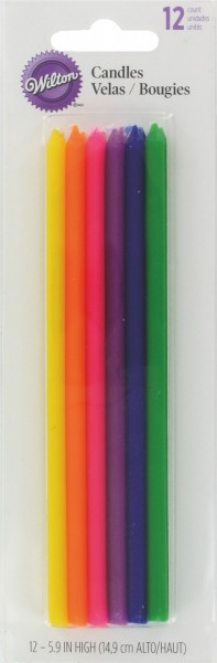 Geburtstagskerzen lang, multicolor, 12 Stk.