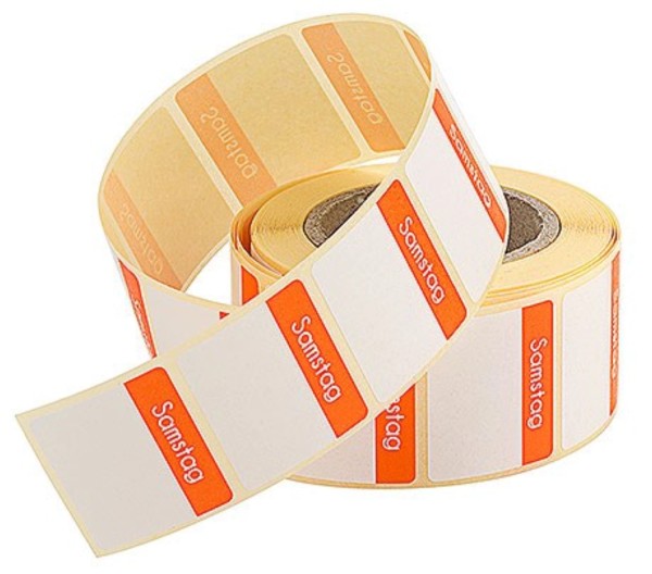 Etiketten 30x24 mm auf Rollen zu 500 Stk. Samstag