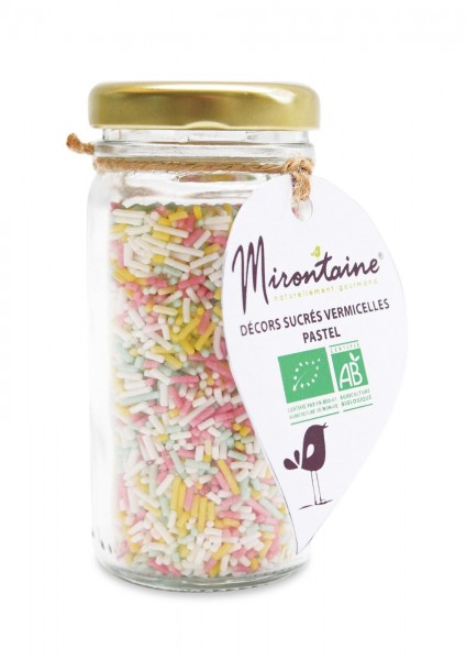 BIO Pastel Dekorzucker "Sprinkles" im Glas, 60 g