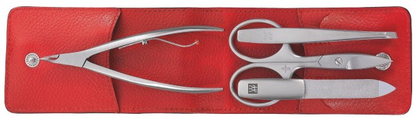 Taschen-Etui, Rindleder, rot, 4-tlg.