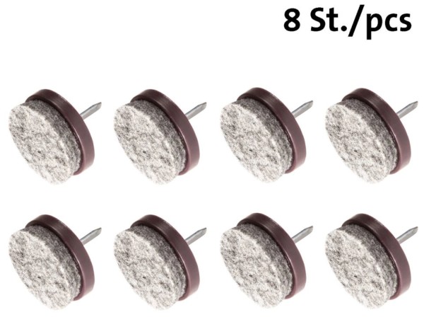 8 Stk. Filzgleiter mit Nagel D:24mm