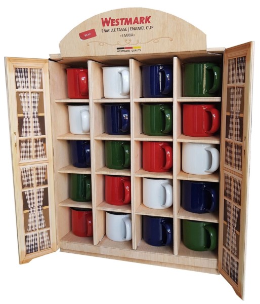 Display 20 Stk. assortiert Mini Emaille Tassen Emma, 90ml
