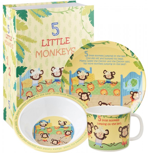 5 Little Monkeys Kindergeschirr 3tlg. Melamin