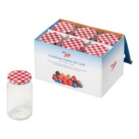 6er Set Einmachglas rund Deckel karo 470ml