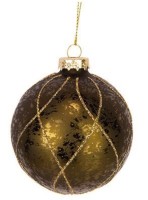 Weihnachtskugel Antique Glitter Gold Grün D8cm Glas