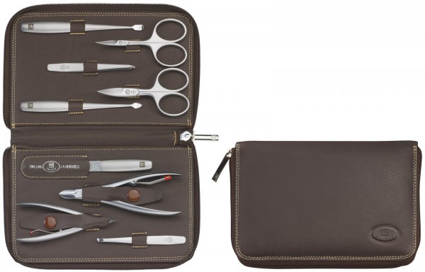 Reißverschluss-Etui, Nappaleder, 9-tlg.
