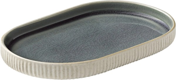 Playground Nara Platte oval Relief grau 18cm