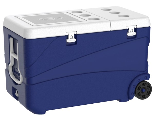 Transportbox isoliert blau 65lt mit Rollen und Deckel