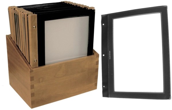 Speisekartenmappe Holz schwarz 32x26cm (A4 Blätter)