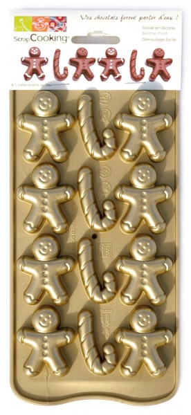 Silikonbackform Mini Lebkuchenmann gold