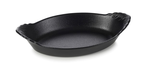 Gratinschüssel oval mit Griffen, 20x11x4cm, gusseisen-optik