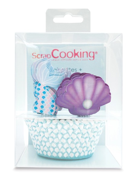 24 Muffinförmchen u. 24 cake toppers Meerjungfrau