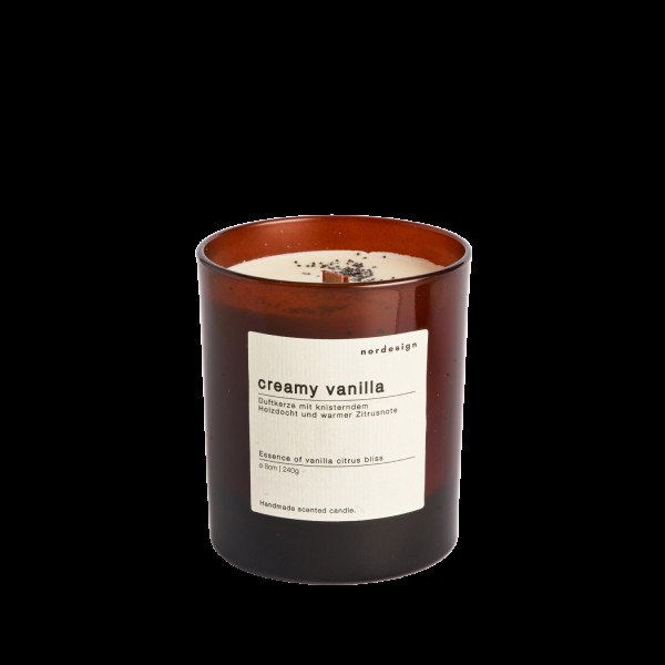 Duftkerze Glas mit Holzdocht Creamy Vanilla