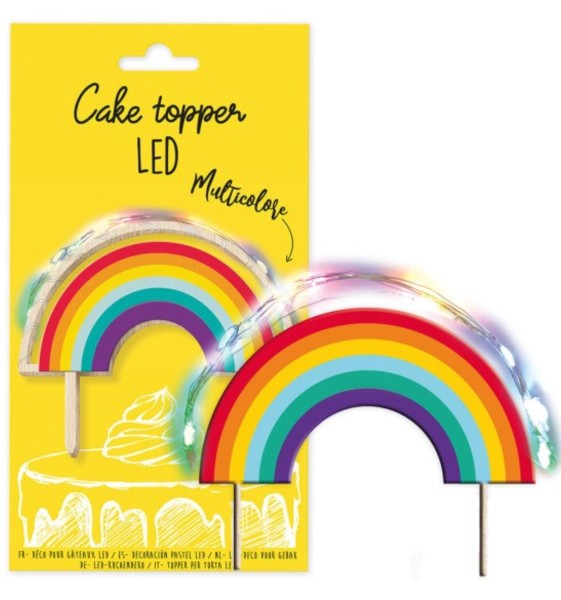 Cake Topper mit LED-Beleuchtung Regenbogen