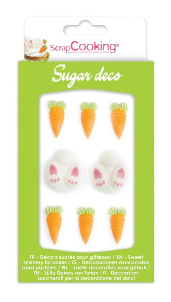 8 Stk. Zuckerdekor Hasen und Möhren