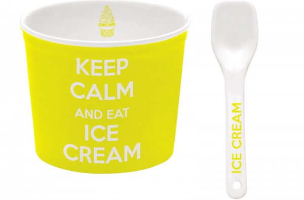 Keep Calm Porzellan Eisbecher, gelb, Ø 8.5 cm