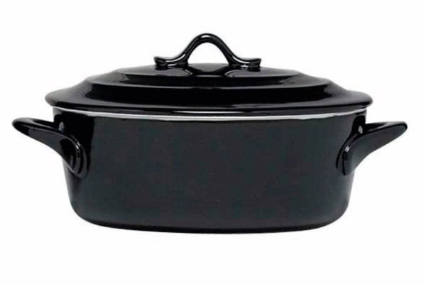 Auflaufform oval mit Deckel 0.5 L, 16.5x13x6.5cm, schwarz