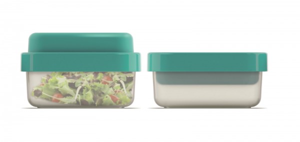 GoEat Compact 2-in-1 Salat Box, türkis, 15x15x7/9.5 cm