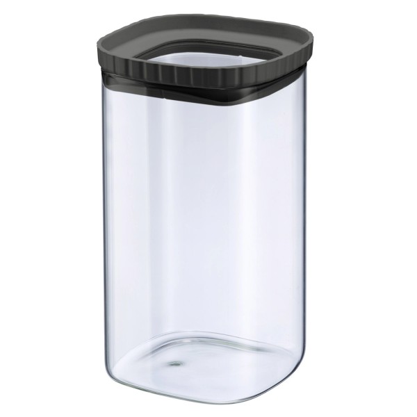 Glasdose mit Silikondeckel, stapelbar, 1500 ml