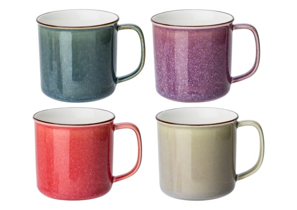 4er Set Becher Sara, pink,lila,grau,petrol, 36cl