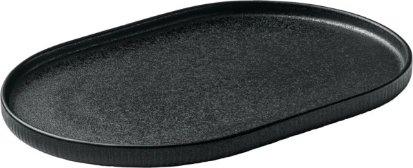 Playground Nara Platte oval Relief schwarz 30x20cm