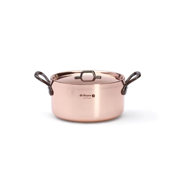 PRIMA MATERA Bratentopf 28cm Kupfer mit Deckel Ind.