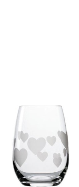 LAmour Becher mit satinerten Herzen 335ml H: 105mm
