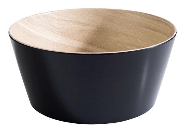 Schüssel FRIDA D22cm H10,5cm schwarz(aussen)/Holzoptik