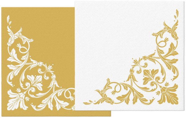 Servietten Dinner 12x Baroque Etude gold-white 40x40cm