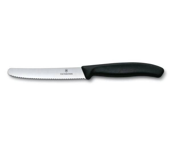 Swiss Classic Tomatenmesser 11cm Wellenschliff, schwarz
