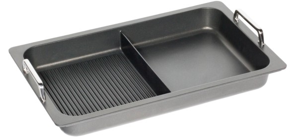 Bratplatte Induk. GN1/1,H5.5cm m.Steg, Grillboden u. Griffe