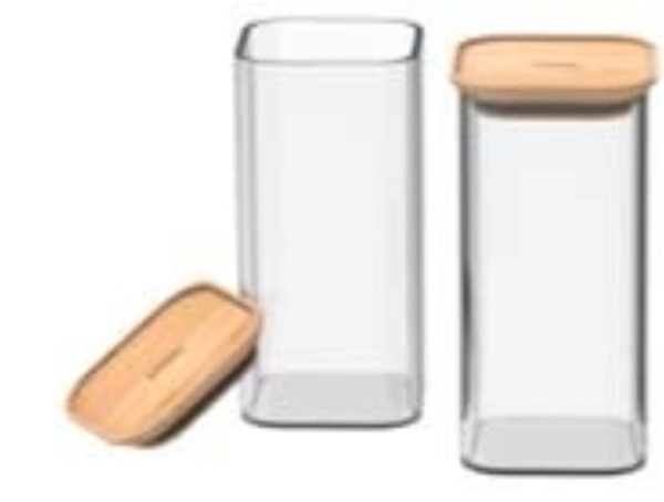 2er Set Vorratsglas mit Bambusd. S 32cl 6x6x12.5cm