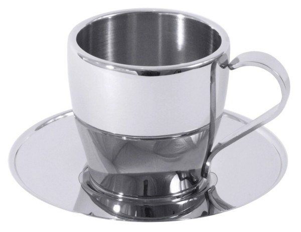 Mokka-/Espressotasse 0,08 l mit Untertasse, Doppelwandig