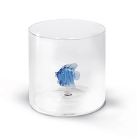 Glas aus Borosilikat 250ml Fisch blau