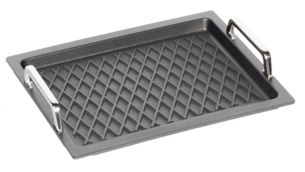 Bratplatte GN 2/3,H2cm mit Rautenmuster mit Griffen