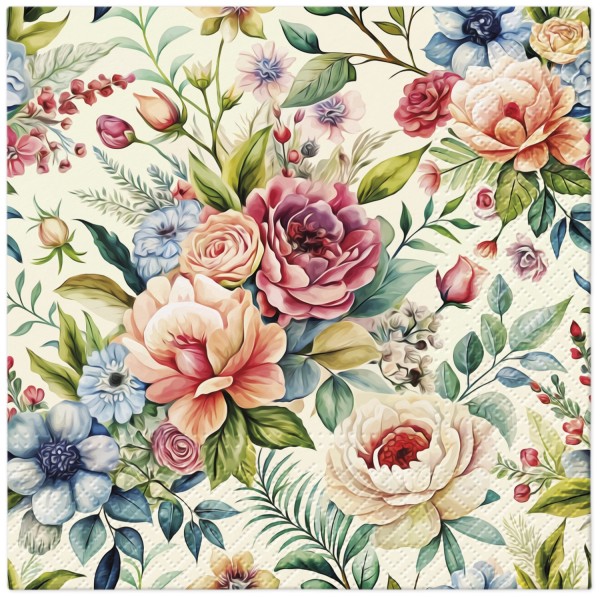 Servietten Lunch 20x rustikale Blüte 33x33cm