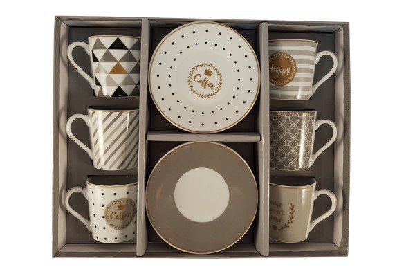 Coffee Mania 6er Espr.-tasse m. Untert. Happy